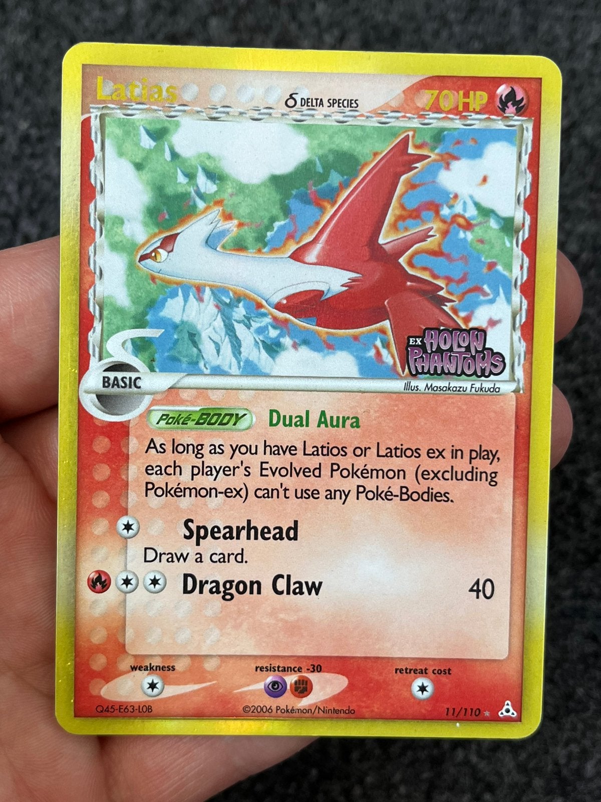 Pokémon Latios reverse holo #11 ex holon phantoms -excellent, Ophalen of Verzenden, Zo goed als nieuw, Losse kaart, Foil