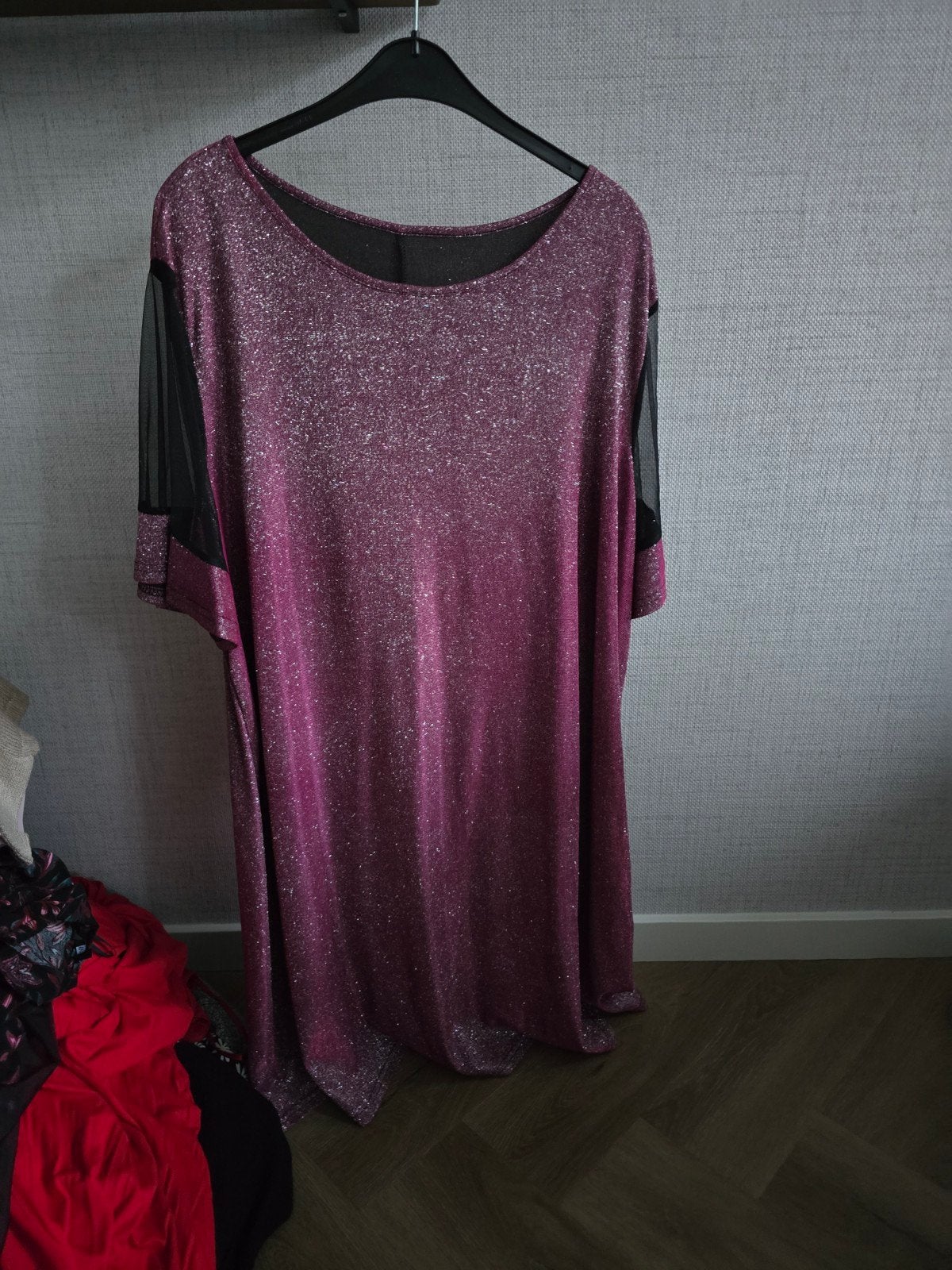 Feestjurk / tuniek roze glitter maat 4XL, Ophalen, Zo goed als nieuw, Roze, Blouse of Tuniek