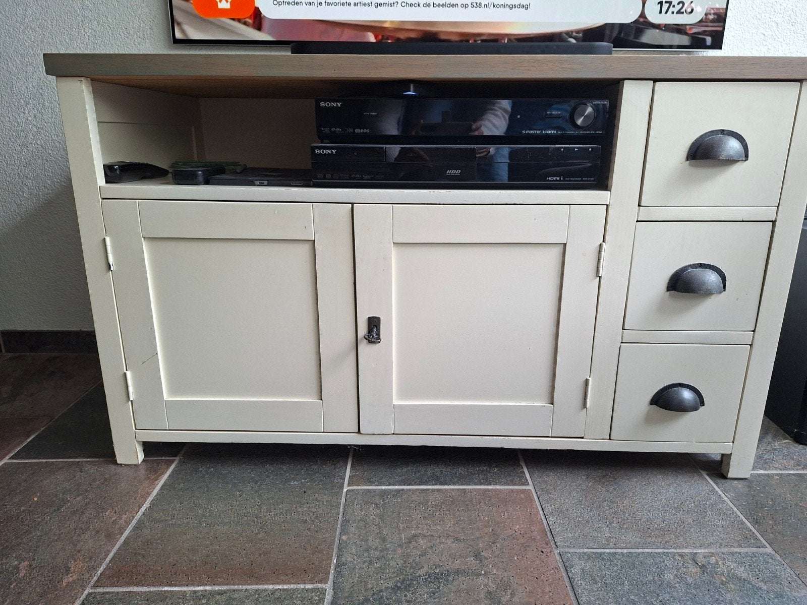 TV meubel landelijk, Ophalen, Gebruikt, 100 tot 150 cm, Landelijk
