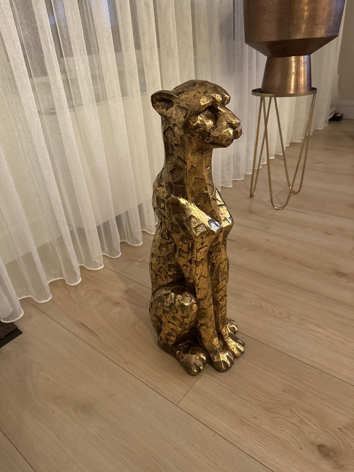 Gouden Panter Beeld 60cm - Decoratief en Stijlvol, Huis en Inrichting, Ophalen, Zo goed als nieuw, Goud, Modern