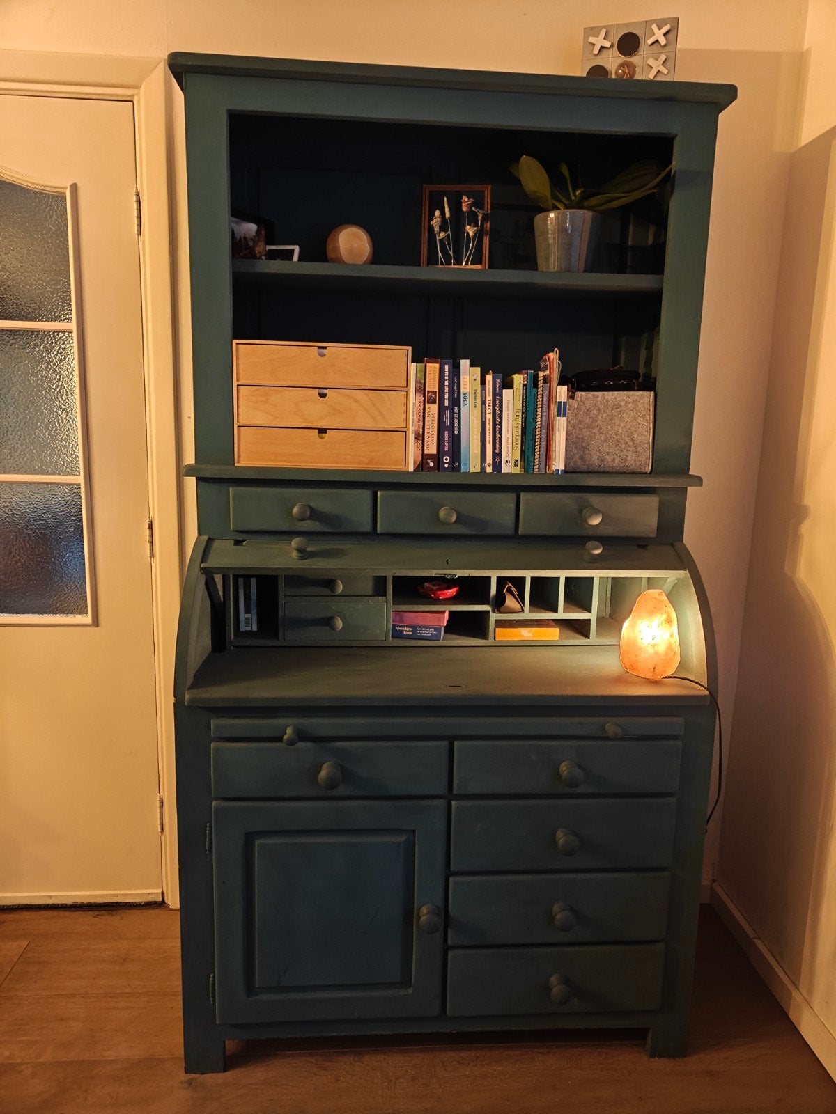 Vintage Secretaire met Boekenkast, Huis en Inrichting, Ophalen, Met plank(en), Gebruikt, 50 tot 100 cm