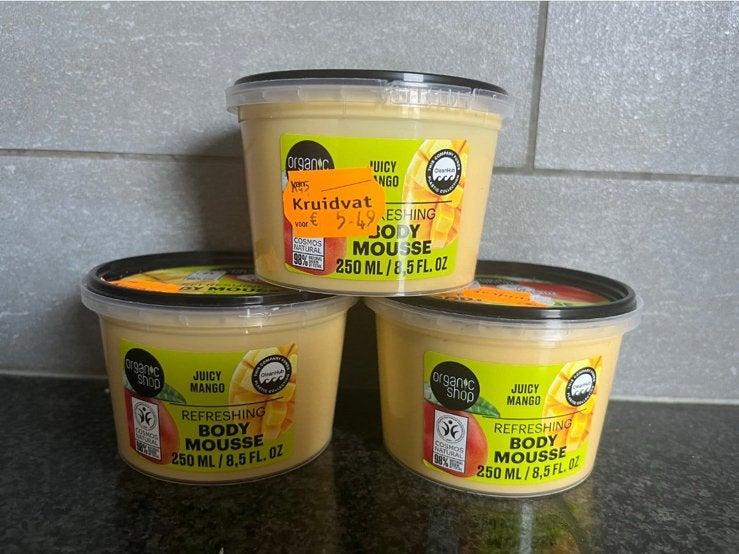 NIEUW - 3 st. body mousse Organic shop juicy mango, Ophalen of Verzenden, Nieuw, Overige typen