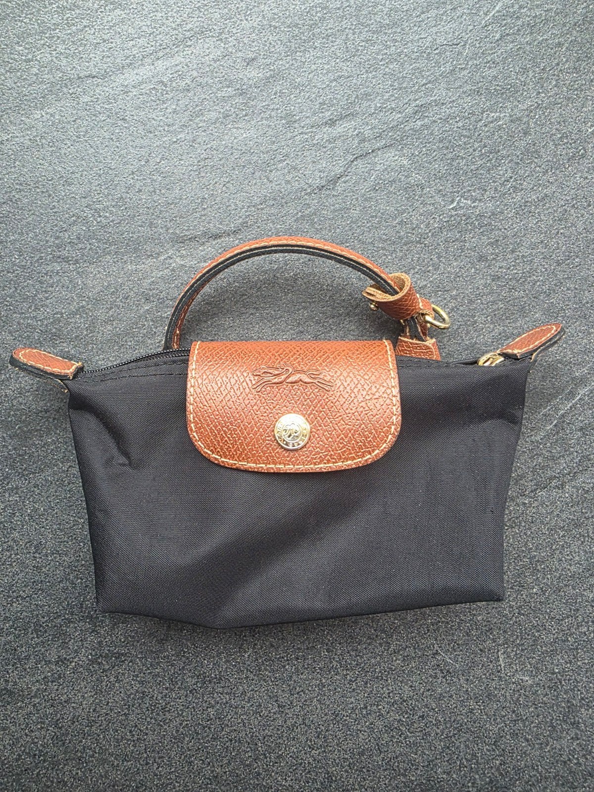 Longchamp Le Pliage Mini Handtas Zwart, Ophalen of Verzenden, Gebruikt, Zwart, Handtas