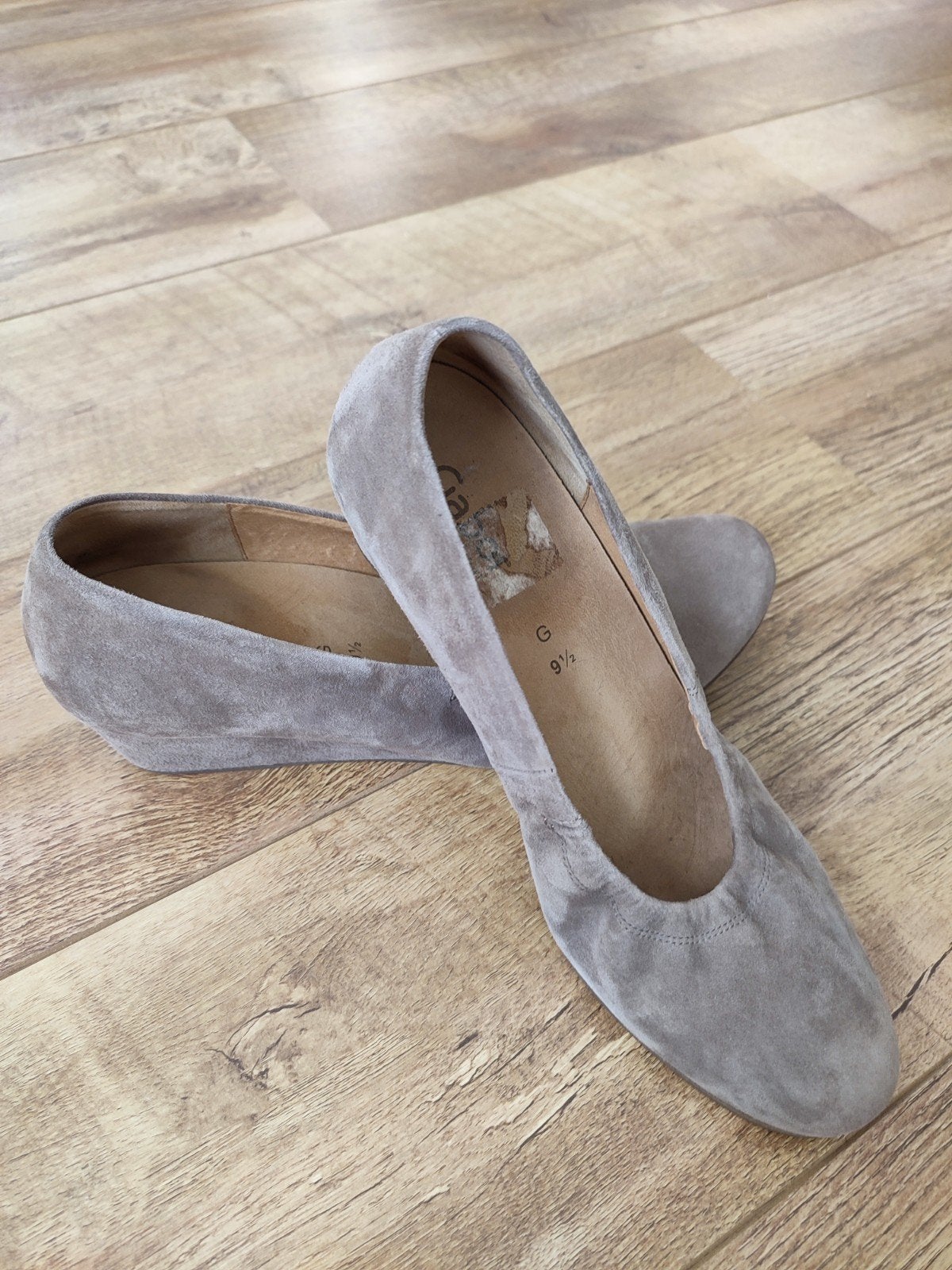 Gabor suède ballerina's met sleehak - Maat 43,5 44, Gabor, Grijs, Gedragen, Ballerina's