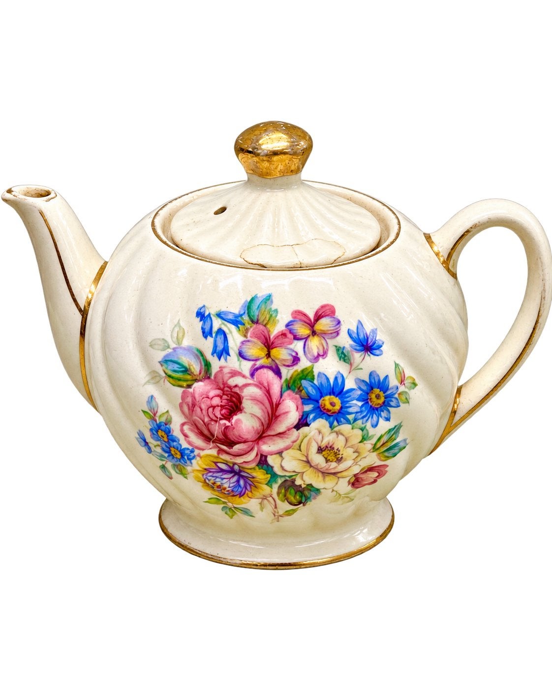 Vintage Sadler Engelse Theepot – Bloemen & Goud, Ophalen of Verzenden