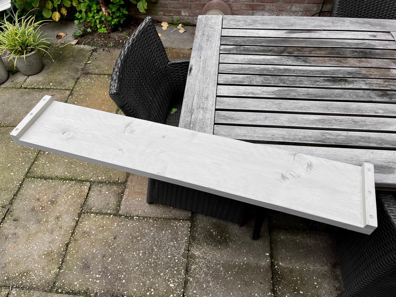 Steigerhout plank / schap met verhoogde randen 109x19x3cm, Ophalen, 25 tot 50 mm, Zo goed als nieuw, Plank