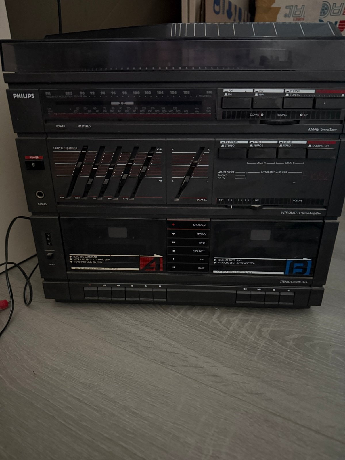 Philips Stereo Installatie met Platenspeler, Tuner, Equalize, Ophalen, Philips, Gebruikt, Cassettedeck