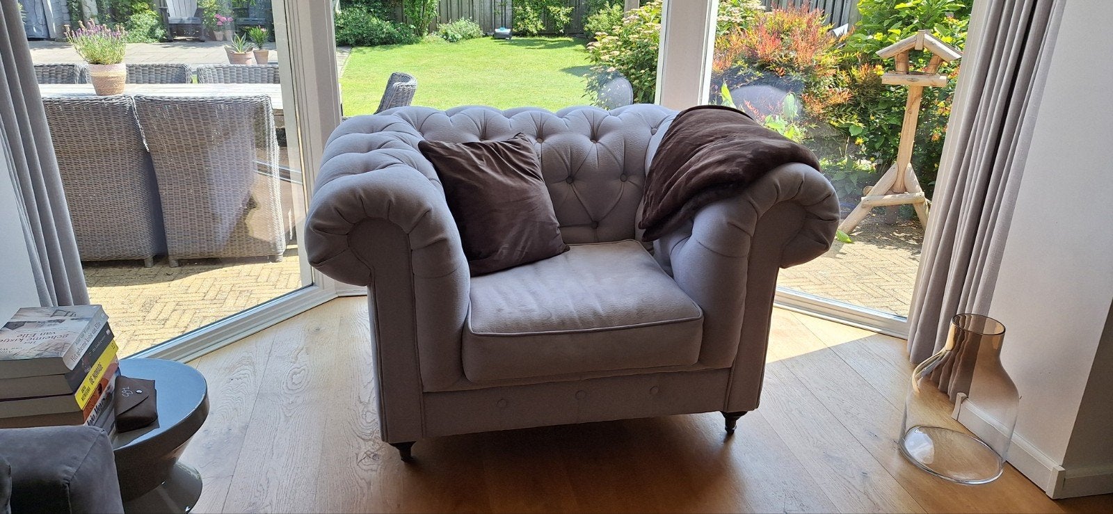Fauteuil lichtgrijs, Ophalen, Gebruikt, Eenpersoons, 75 tot 100 cm