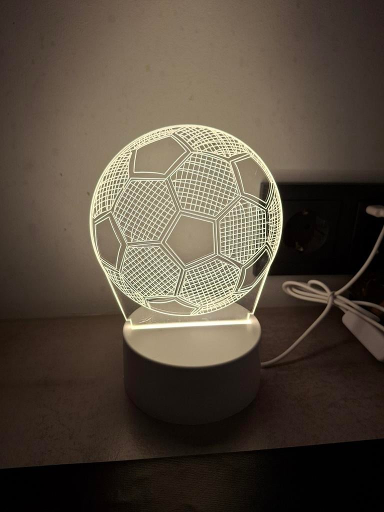 3D Voetbal Nachtlamp -  LED Lamp, Ophalen of Verzenden, Zo goed als nieuw