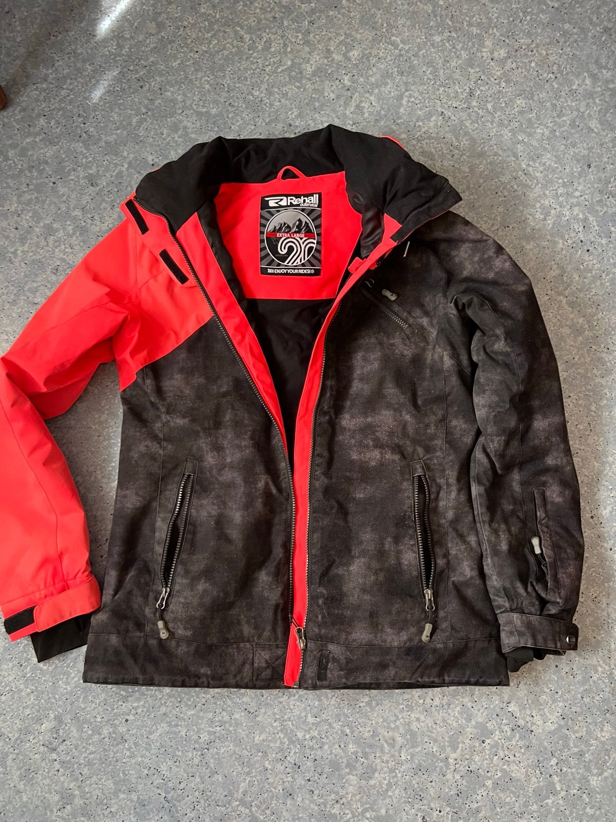 Rehall ski-jas/winterjas -  bruin/orange/rood, Ophalen of Verzenden, Zo goed als nieuw, Maat 38/40 (M), Jack