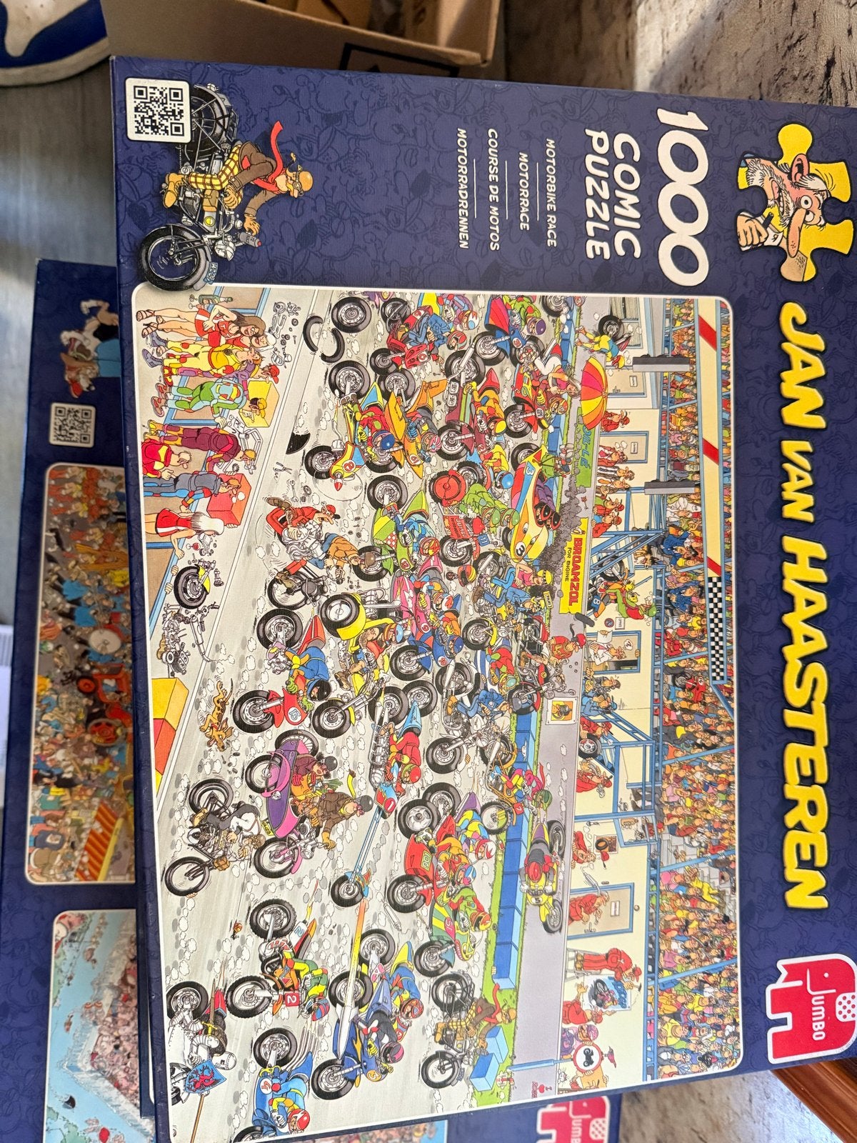 Jan van Haasteren Comic Puzzel Motorrace 1000 stukjes, Ophalen, 500 t/m 1500 stukjes, Zo goed als nieuw, Legpuzzel