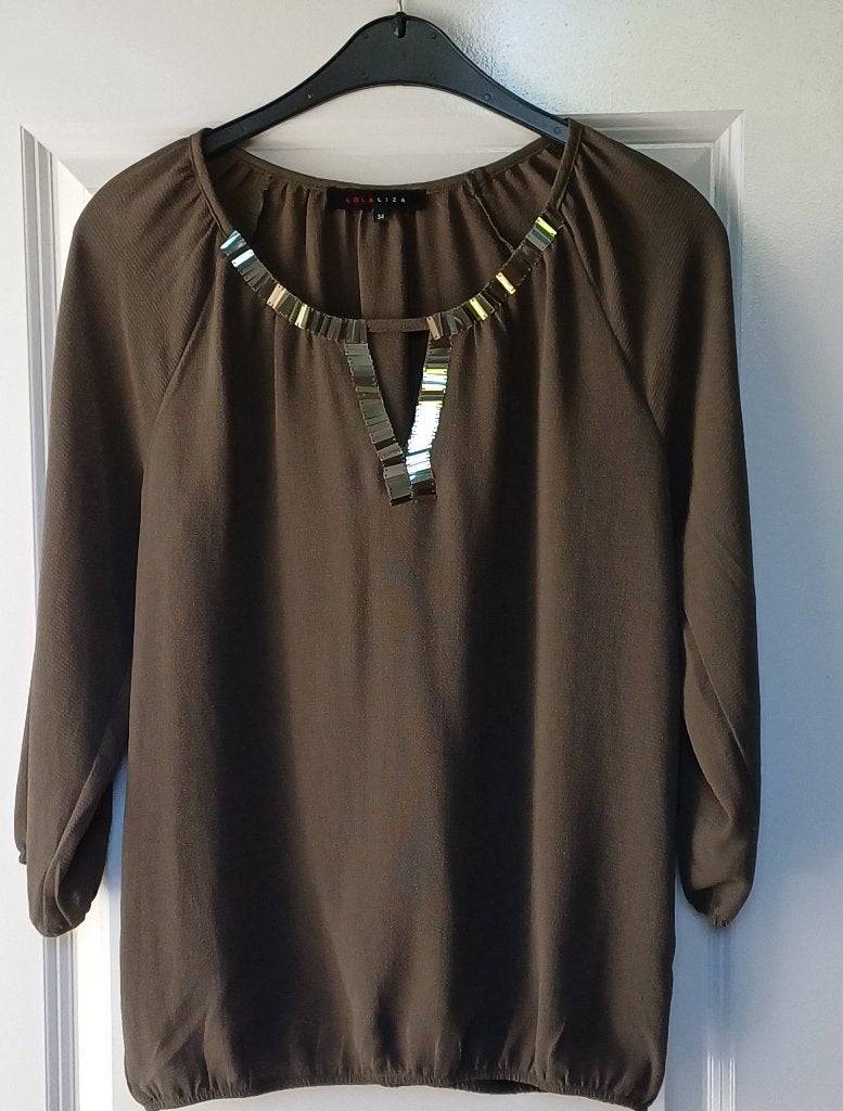 Blouse Top Lola Liza Groen met Paletten 34 36 ( Jool ), Kleding | Dames, Verzenden, Zo goed als nieuw, Maat 34 (XS) of kleiner