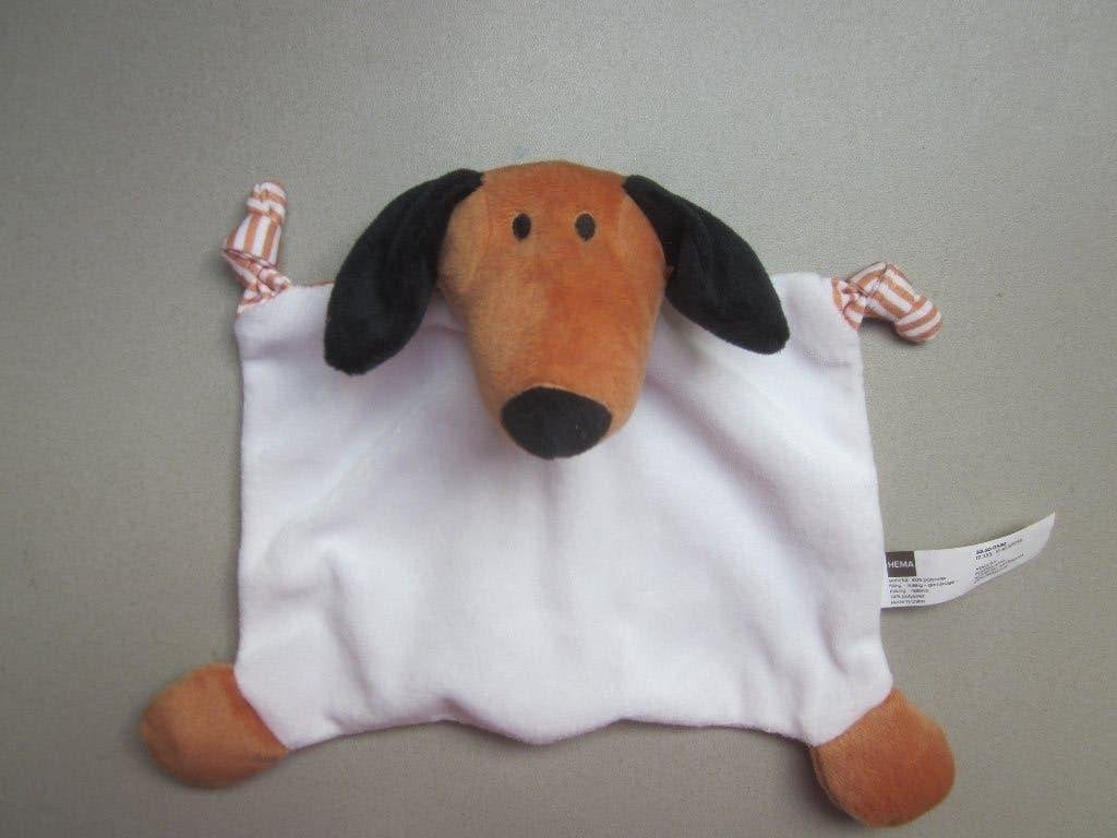 Hema Teckel Knuffeldoekje Bruin/Zwart. Wit/bruin Gestreept, Hema, Overige karakters, Nieuw, Ophalen of Verzenden