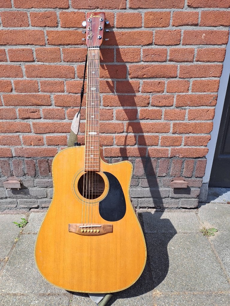 Western gitaar met band, Muziek en Instrumenten, Snaarinstrumenten | Gitaren | Akoestisch, Ophalen, Gebruikt, Western- of Steelstringgitaar