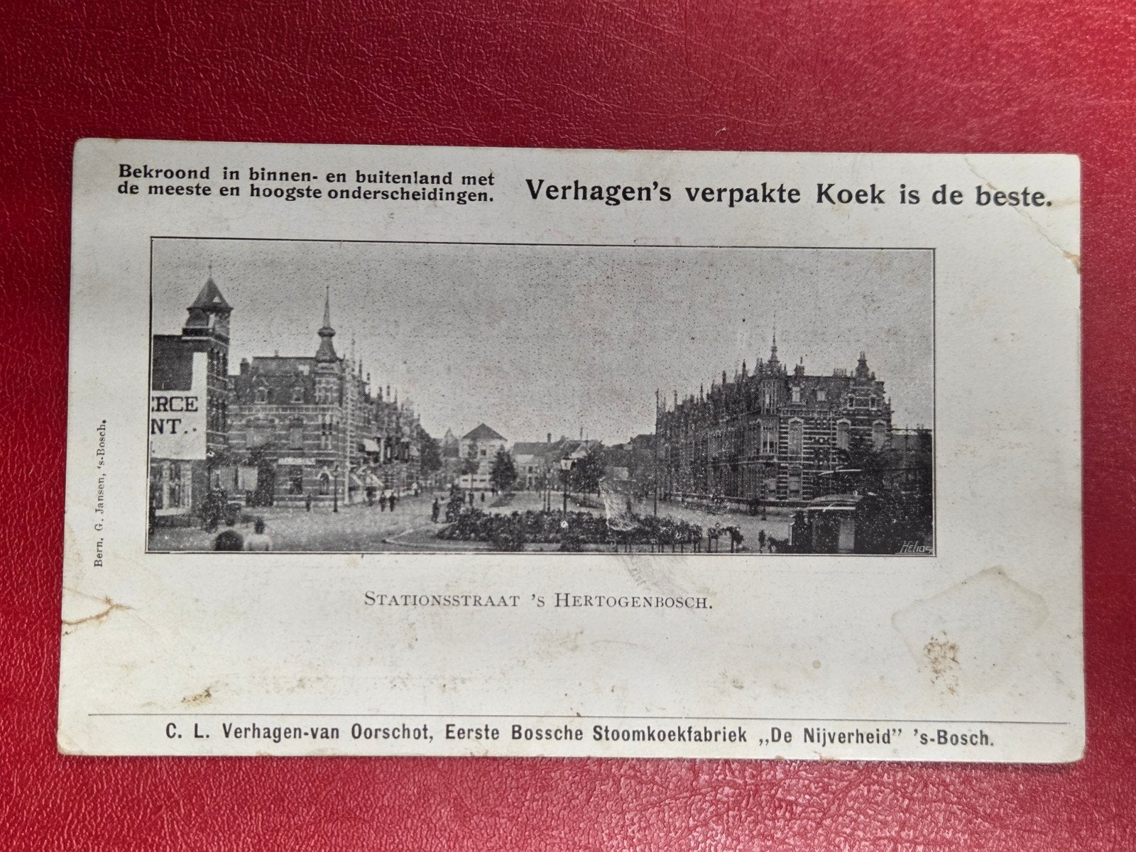 'S-Hertogenbosch Stationsstraat reclamekaart, Verzamelen, Ansichtkaarten | Nederland, Ophalen of Verzenden, Noord-Brabant