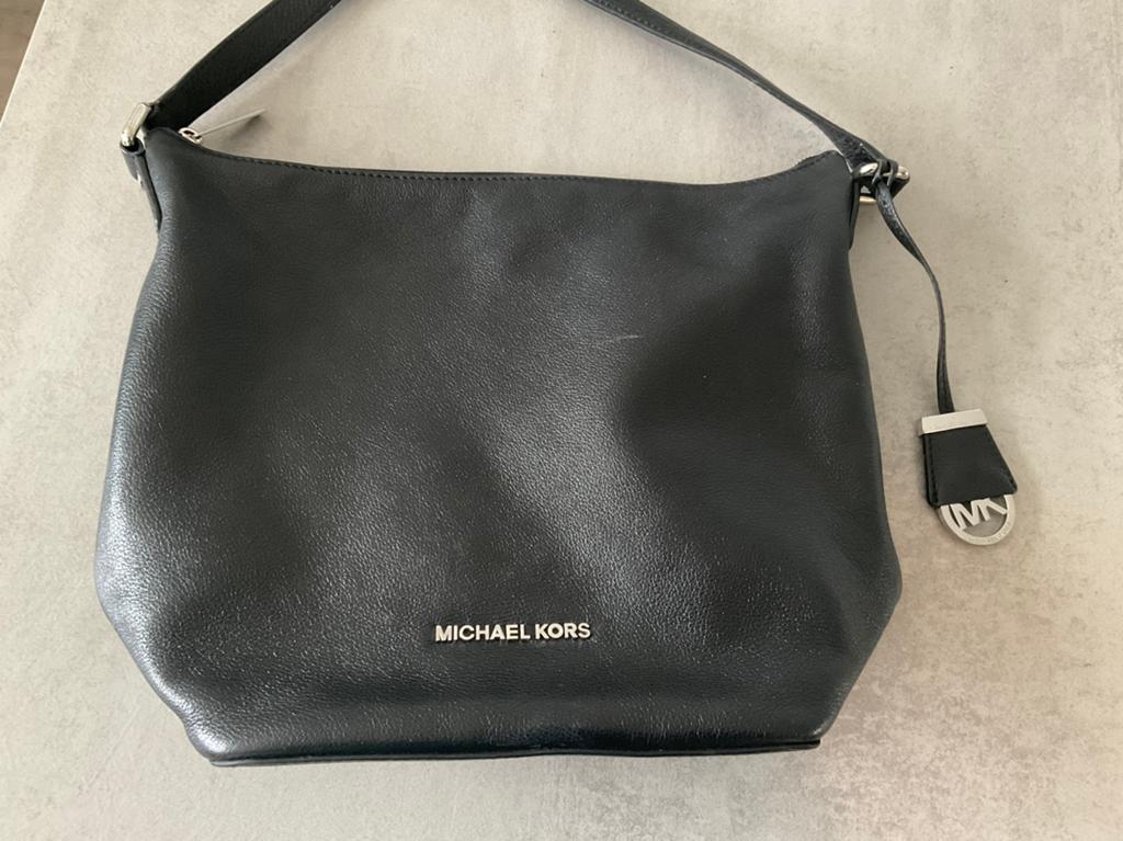 Leren schoudertas/ zwart/ michael kors, Verzenden, Gebruikt, Zwart