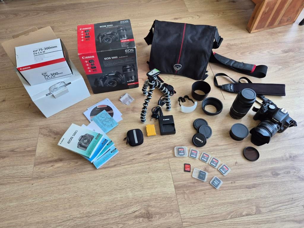 Canon EOS 500D Spiegelreflexcamera met accessoires, Ophalen, Gebruikt, Spiegelreflex, Canon