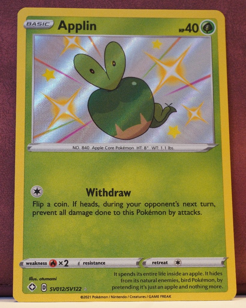 Applin Baby Shiny SV012/SV122 Shining Fates Pokémon Kaart, Ophalen of Verzenden, Nieuw, Losse kaart