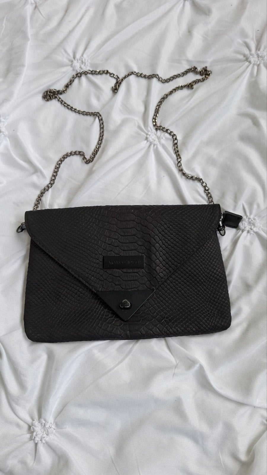 Marco Tozzi clutch/schoudertasje met slangenprint, Sieraden, Tassen en Uiterlijk, Ophalen of Verzenden, Zo goed als nieuw, Zwart