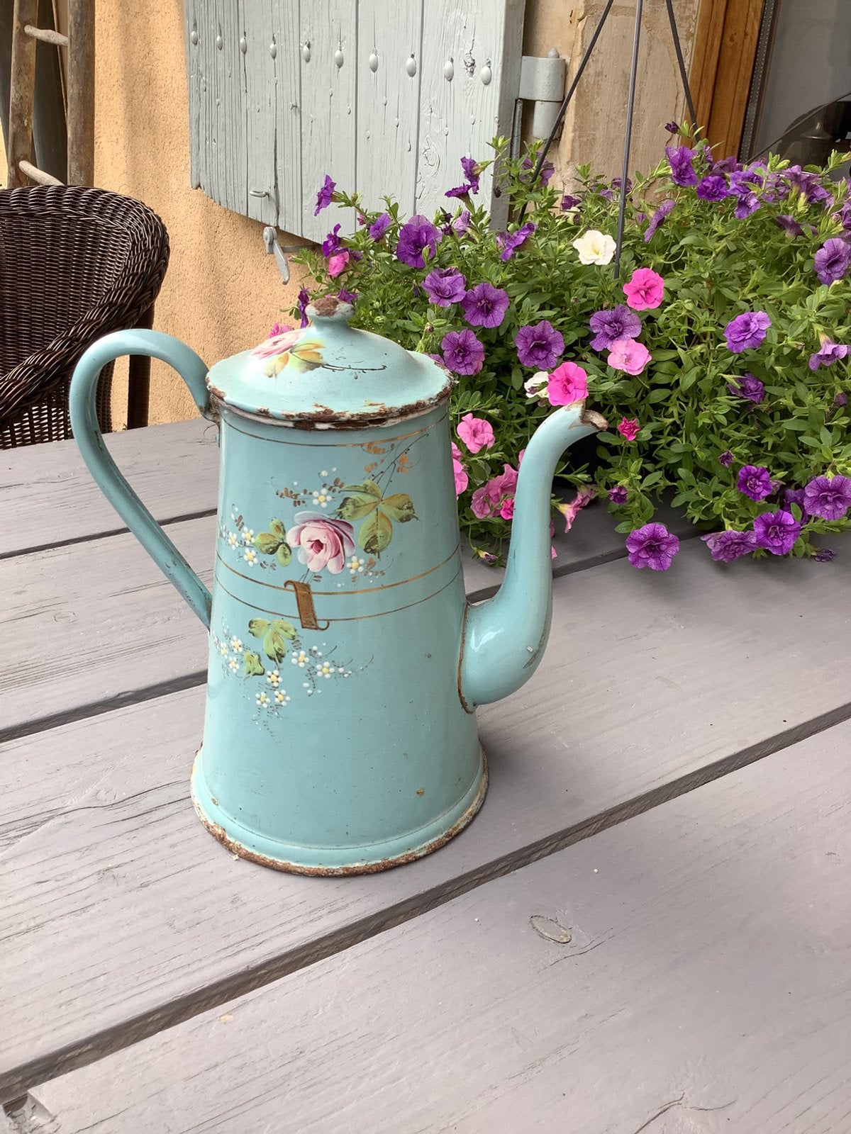 Geëmailleerde Franse koffiekan., Ophalen of Verzenden
