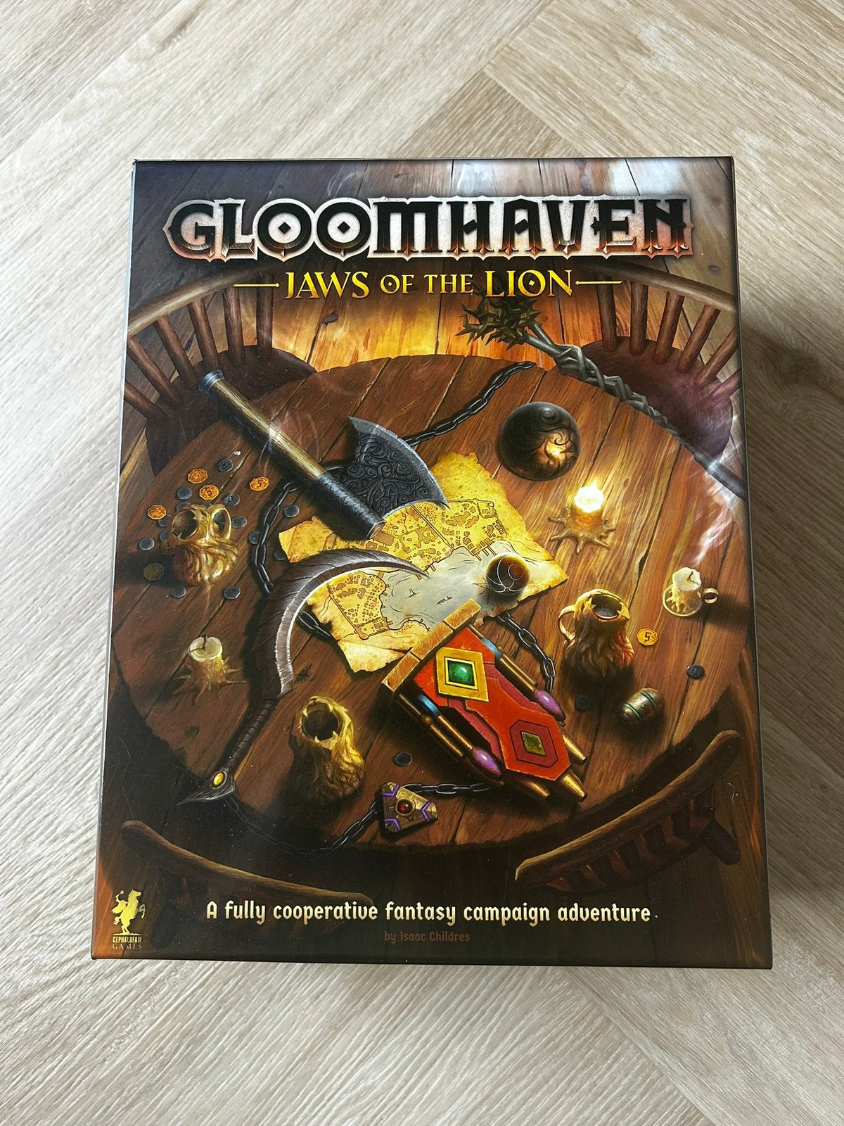 Gloomhaven Jaws of The Lion incl Houten Insert en Sleeves, Hobby en Vrije tijd, Ophalen, Gebruikt