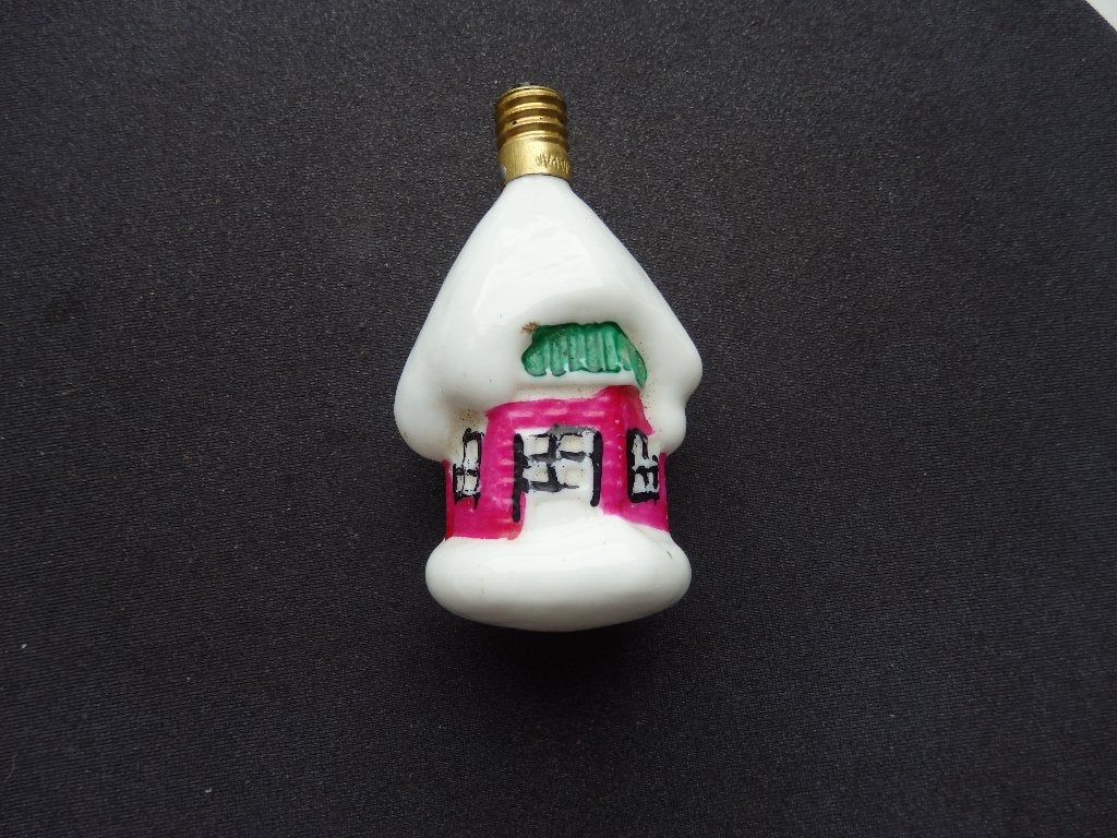 Antiek Melkglas Kerstlampje Huisje cottage 30/50 jr Japan, Diversen, Kerst, Ophalen of Verzenden, Gebruikt