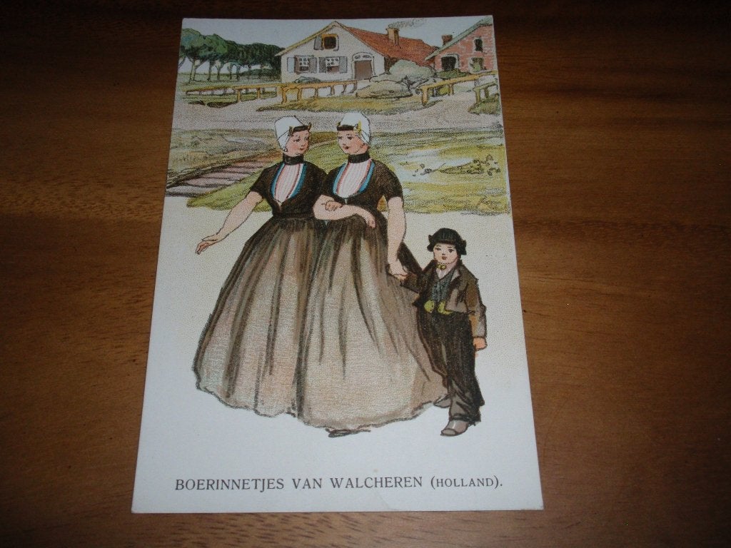 Boerinnetjes  Walcheren Klederdracht Illustrator onbekend, Verzenden, Voor 1920, Ongelopen, Klederdracht