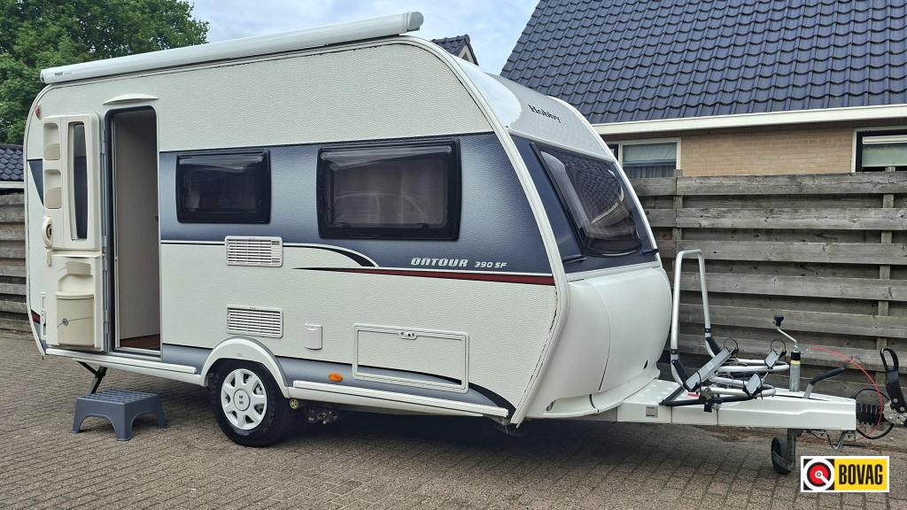 Hobby On Tour 390 SF Mover/Luifel/Fietsenrek, Caravans en Kamperen, Caravans, Hobby, Schokbreker, Bedrijf, Treinzit