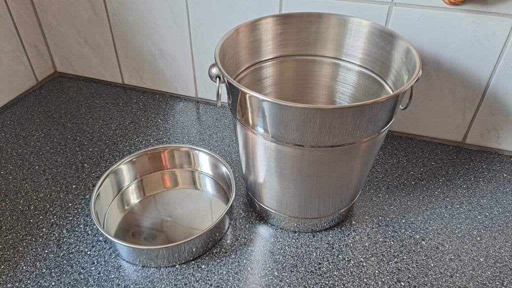 RVS ijsemmer met lekbak - Zo goed als nieuw, Onbekend, Ophalen of Verzenden, Zo goed als nieuw, Onbekend