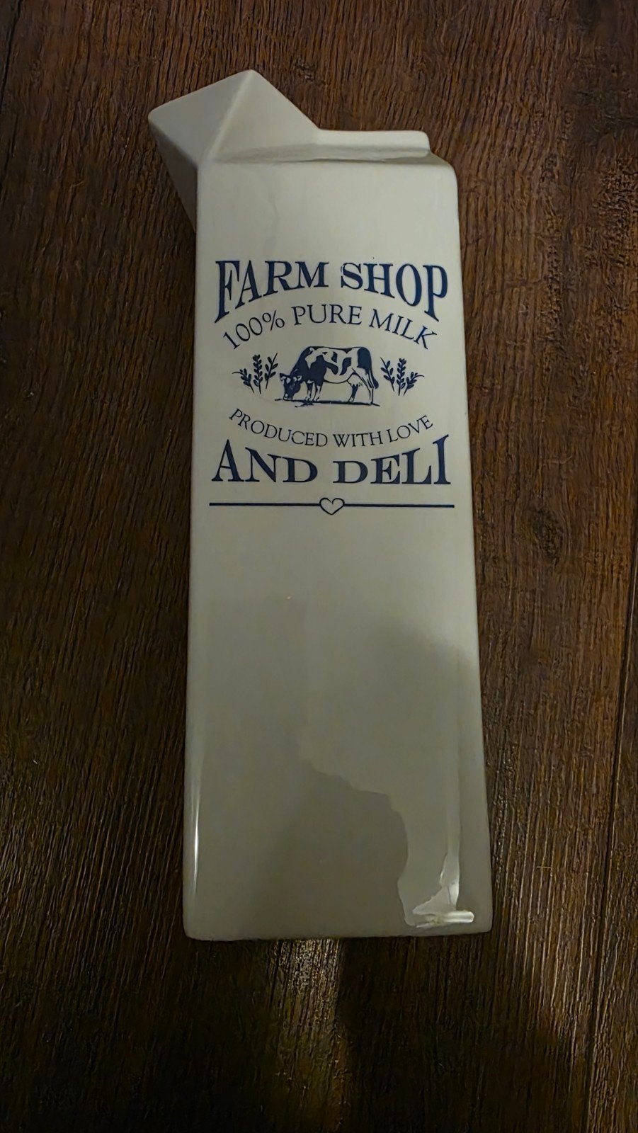 Riviera Maison Melkpak Vaas - Farm Shop 100% Pure Milk, Ophalen of Verzenden, Wit, Steen/keramiek, Landelijk