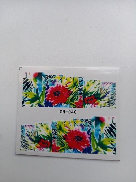 Velletje nagel water decals stickers GN-040 bloem rood met, Verzenden, Nieuw, Handen en Nagels, Toebehoren