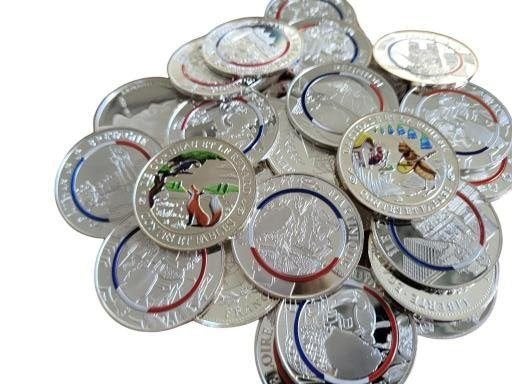 Leuk lot gekleurde zilveren penningen 32 stuks, Ophalen of Verzenden, Zilver, Buitenland