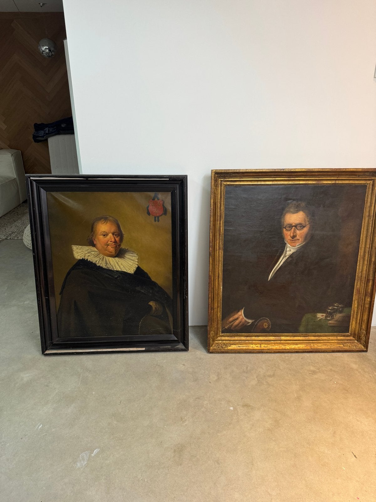 2x Antieke Portretschilderijen, Olieverf op Doek, Ophalen, Doek, Portret of Personen, Olieverf
