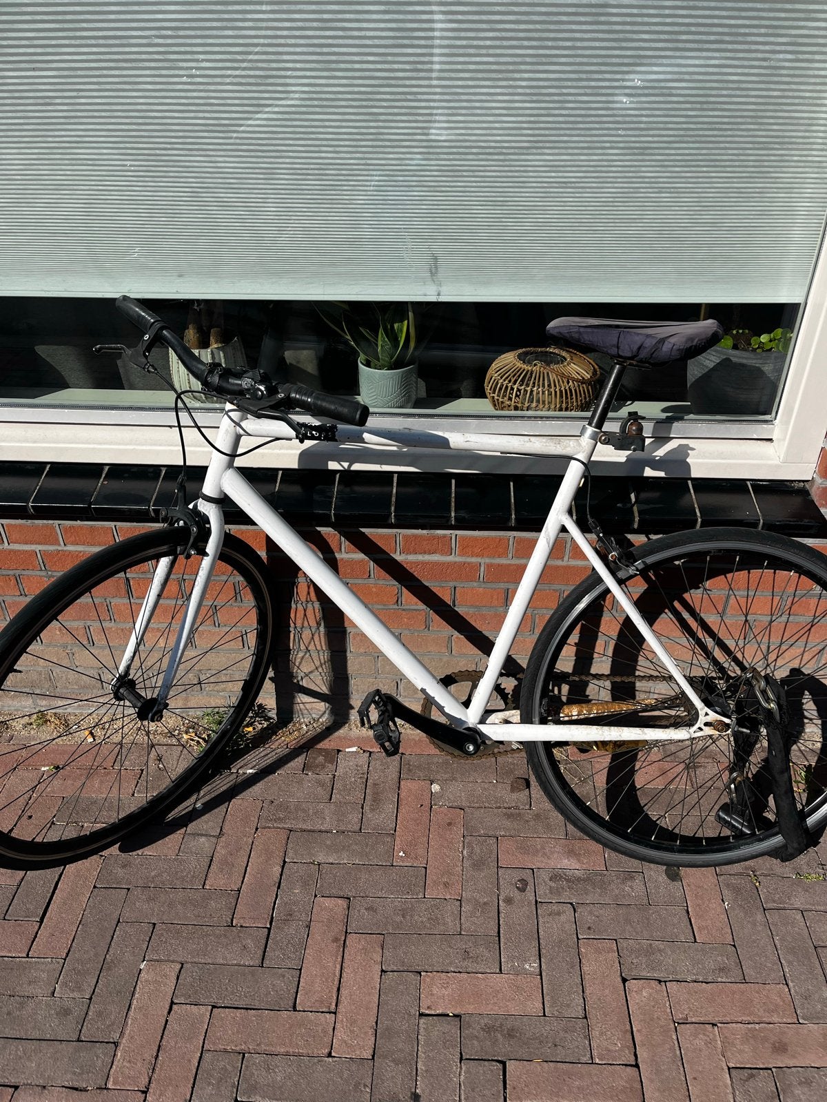 Elops Stadsfiets - Wit, Gebruikt, Velgrem, Versnellingen, 53 tot 57 cm