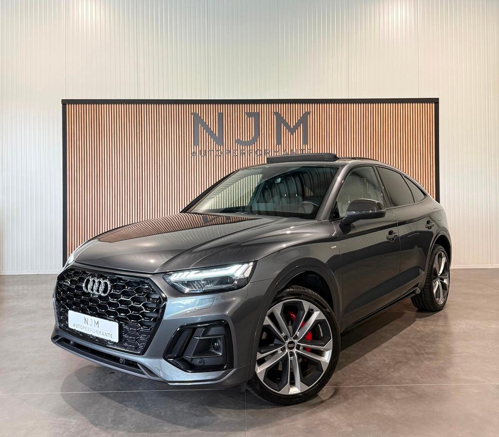 Audi Q5 Sportback 55 TFSIe S-Line|Pano|Memory|Trekhaak|Sfeer, Auto's, Audi, Automaat, Gebruikt, 4 cilinders, Leder en Stof