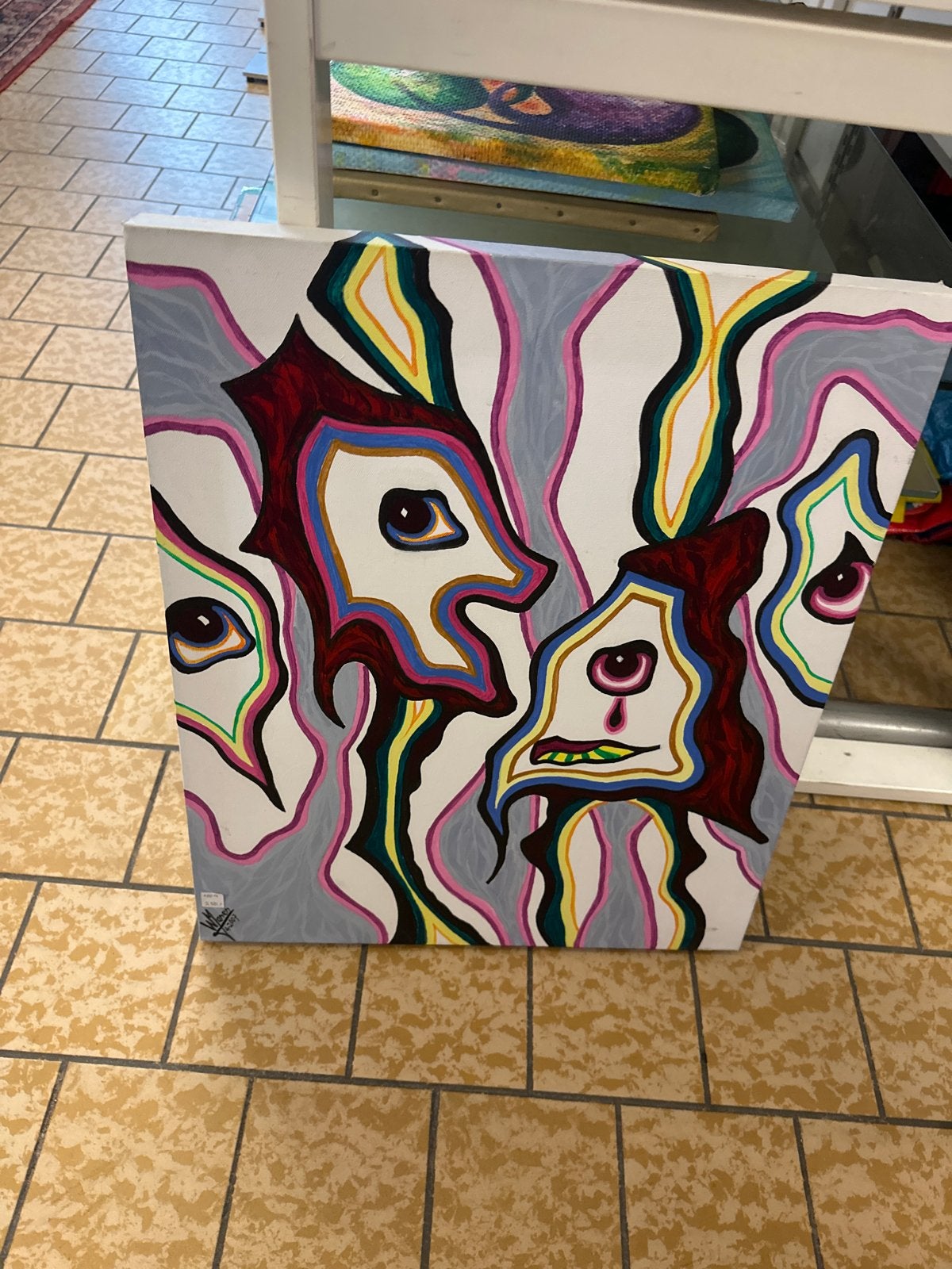 Abstract Schilderij: Kleurrijke Gezichten, Ophalen