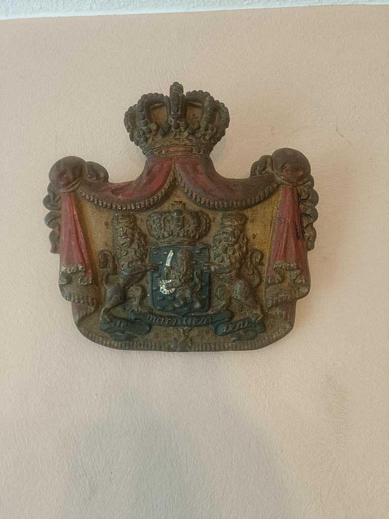 Uniek Antiek Gietijzeren Rijkswapen - Topstuk (vóór 1907), Ophalen of Verzenden