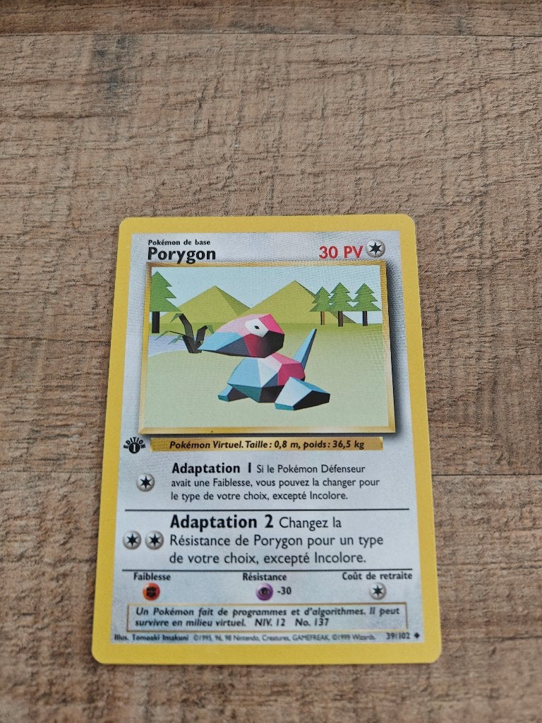 Porygon base set 1999 first edition Frans, Ophalen of Verzenden, Zo goed als nieuw