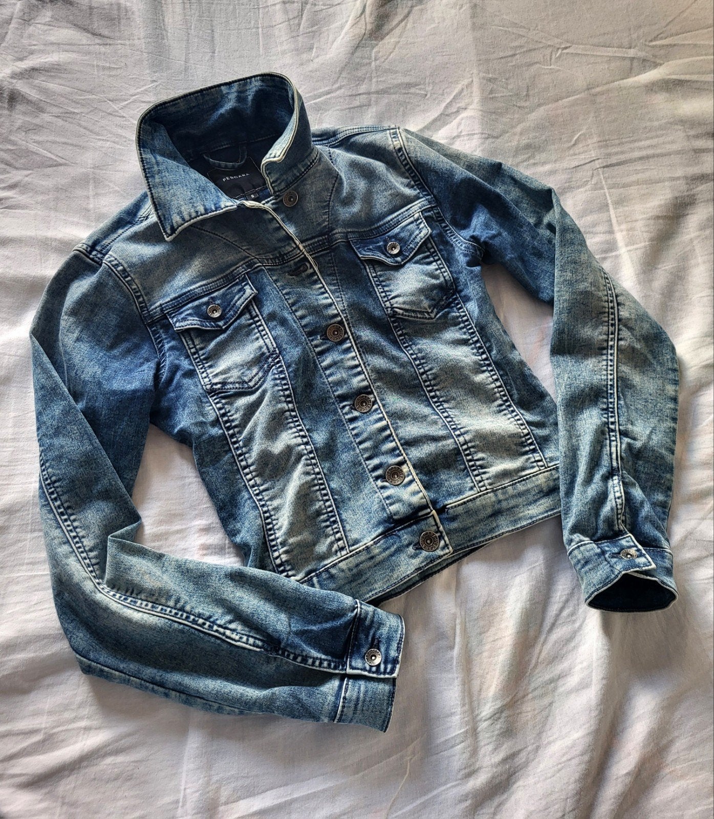 Vintage look Stoere blauw denim jacket jas Gewassen look, Blauw, Pescara, Ophalen of Verzenden, Zo goed als nieuw
