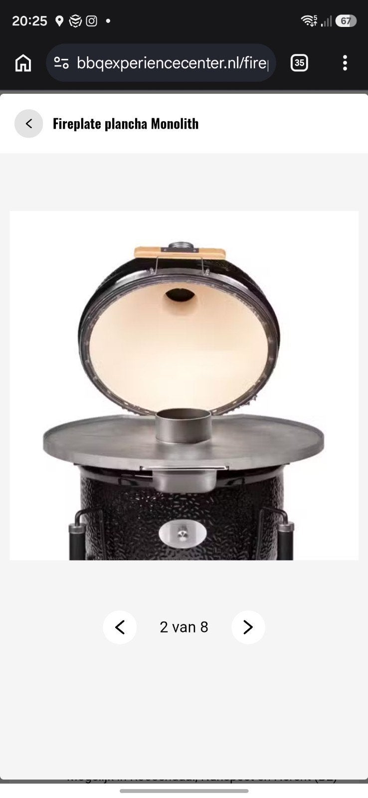 Monolith Fireplate / Plancha tbv kamado, Tuin en Terras, Ophalen, Zo goed als nieuw, Monolith
