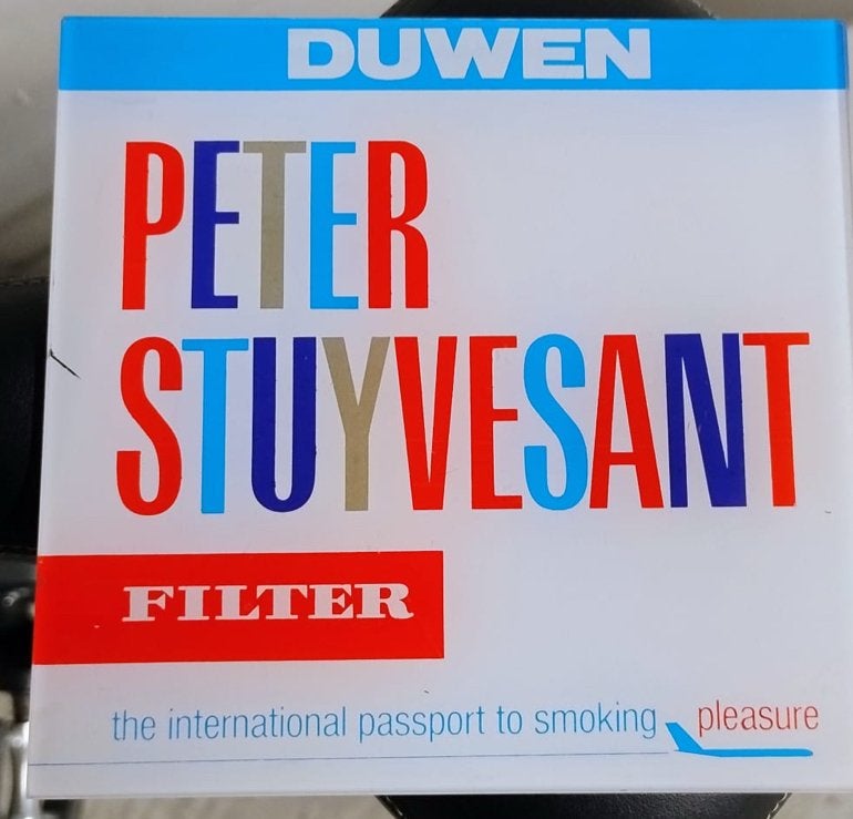 Vintage Peter Stuyvesant Reclamebord - Duwen Filter, Verzamelen, Ophalen of Verzenden, Gebruikt, Reclamebord