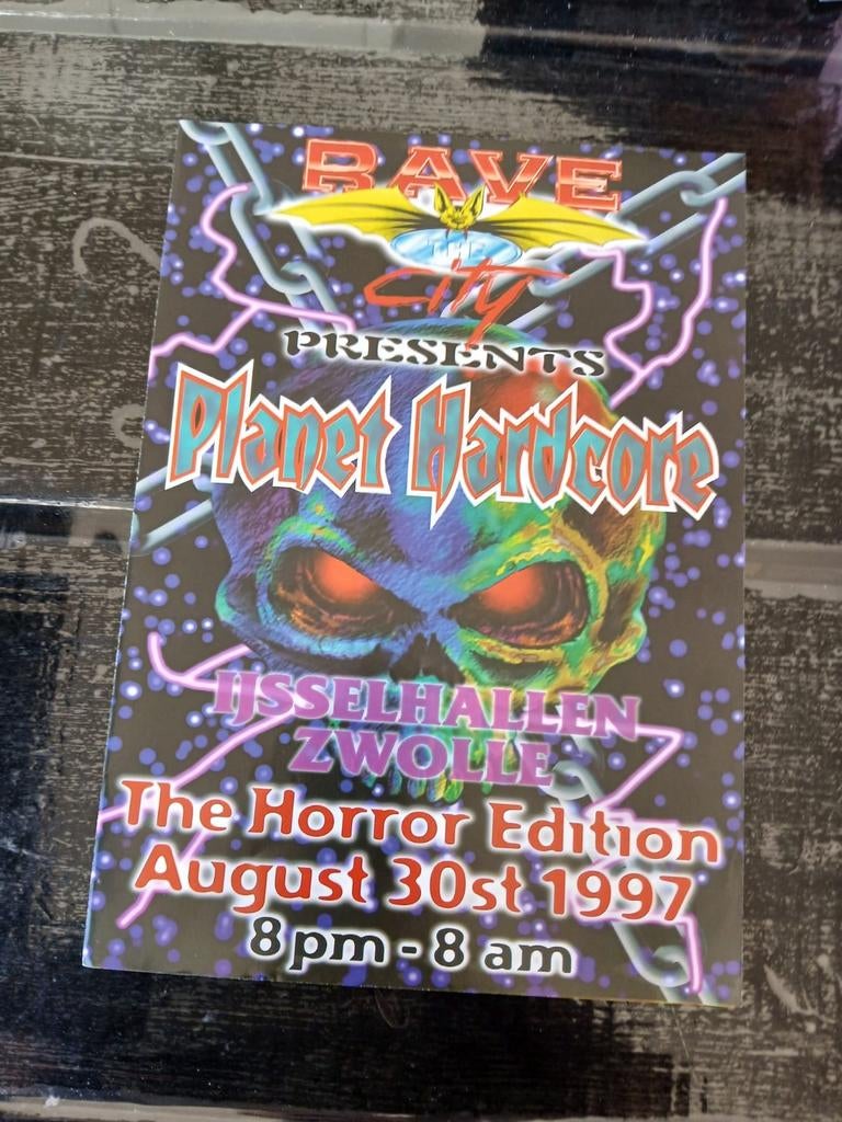 Flyer planet hardcore 1997, Verzamelen, Gebruikt, A4 of kleiner, Vierkant, Ophalen of Verzenden