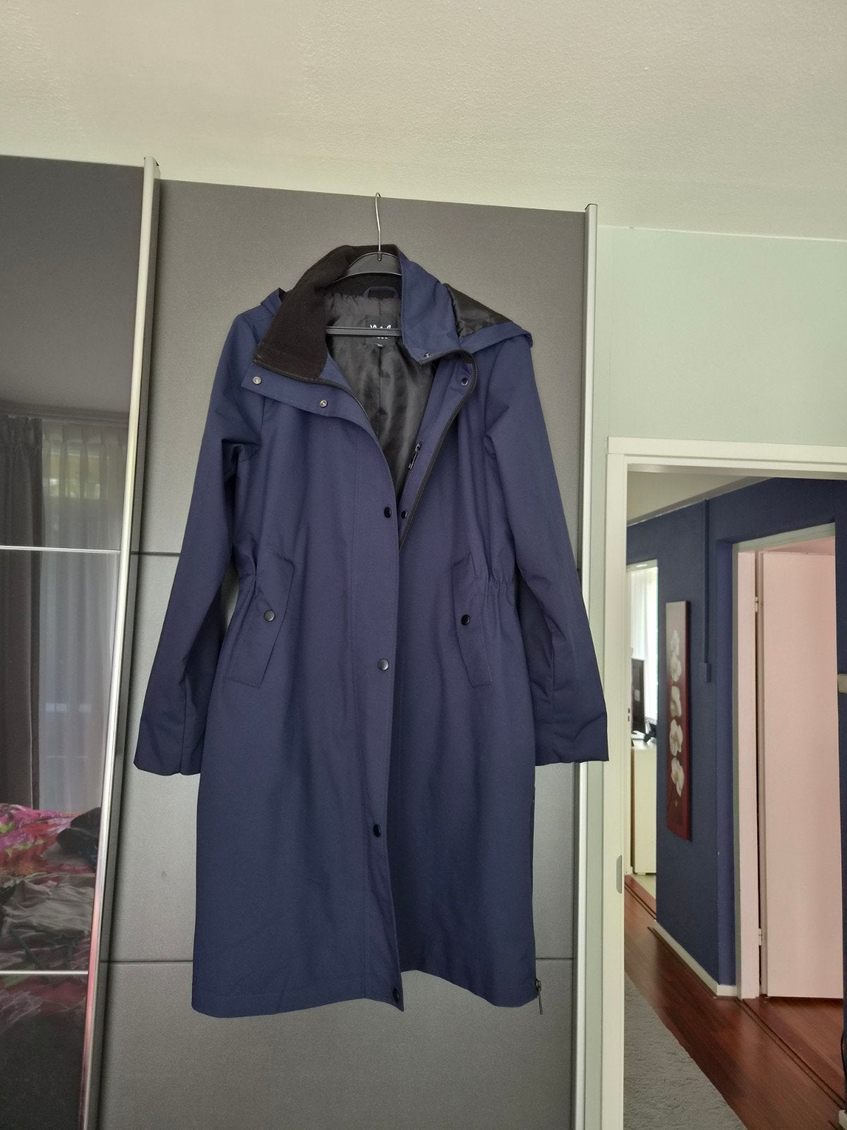 MS Mode lange regenjas maat 40, Maat 38/40 (M), Blauw, Ophalen of Verzenden, Zo goed als nieuw