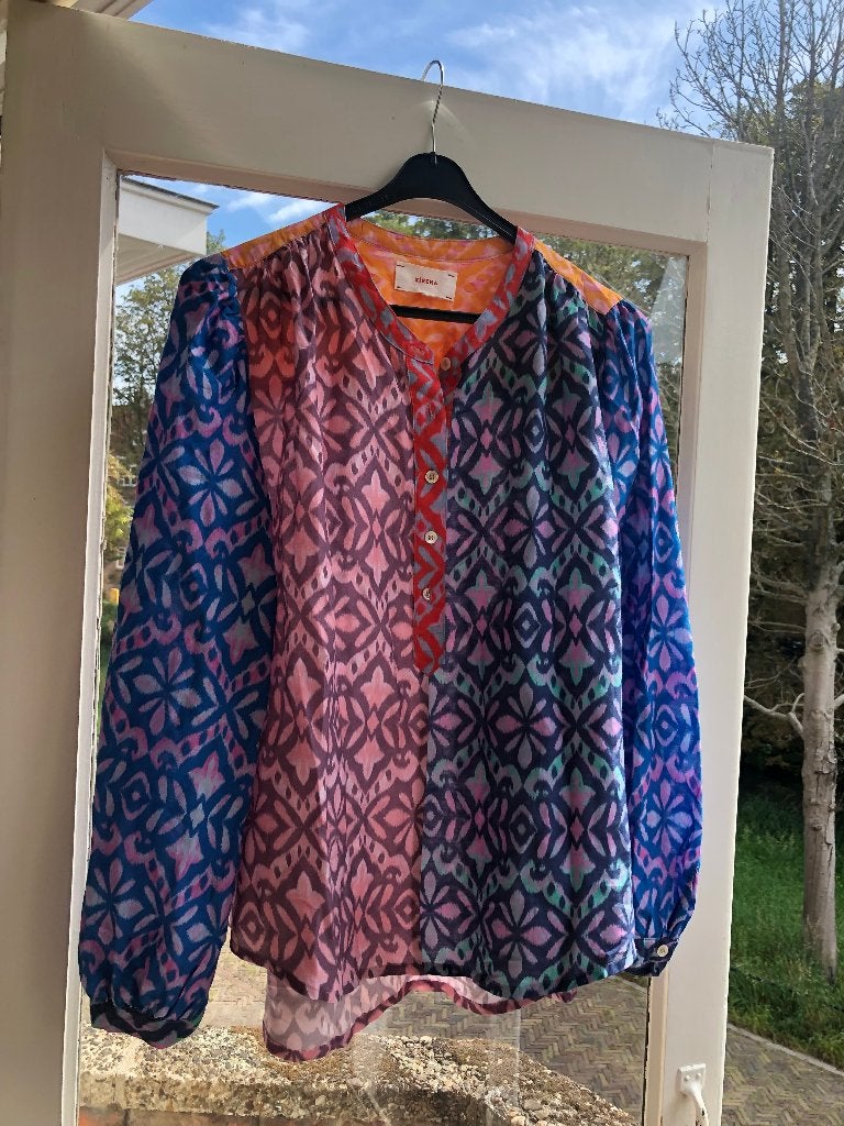 SALE Xirena prachtige blouse katoen/zijde mt M ZGAN, Maat 38/40 (M), Zo goed als nieuw, Meerkleurig, Xirena