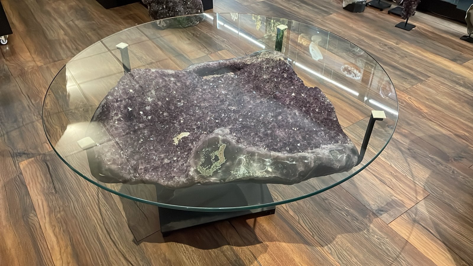Prachtige Amethist Salontafel - Uniek Design, Ophalen, Rond, Nieuw, Glas