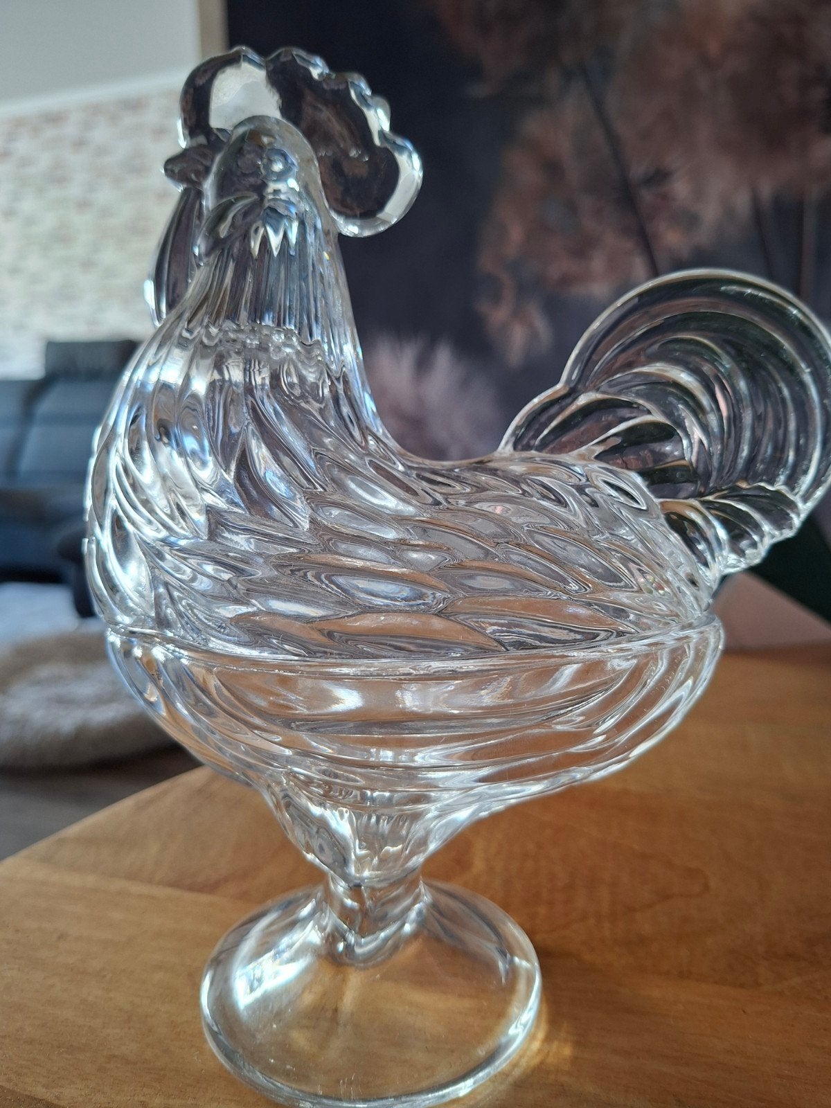 Leuke bonbonschaal "haan" van glas, Antiek en Kunst, Ophalen of Verzenden