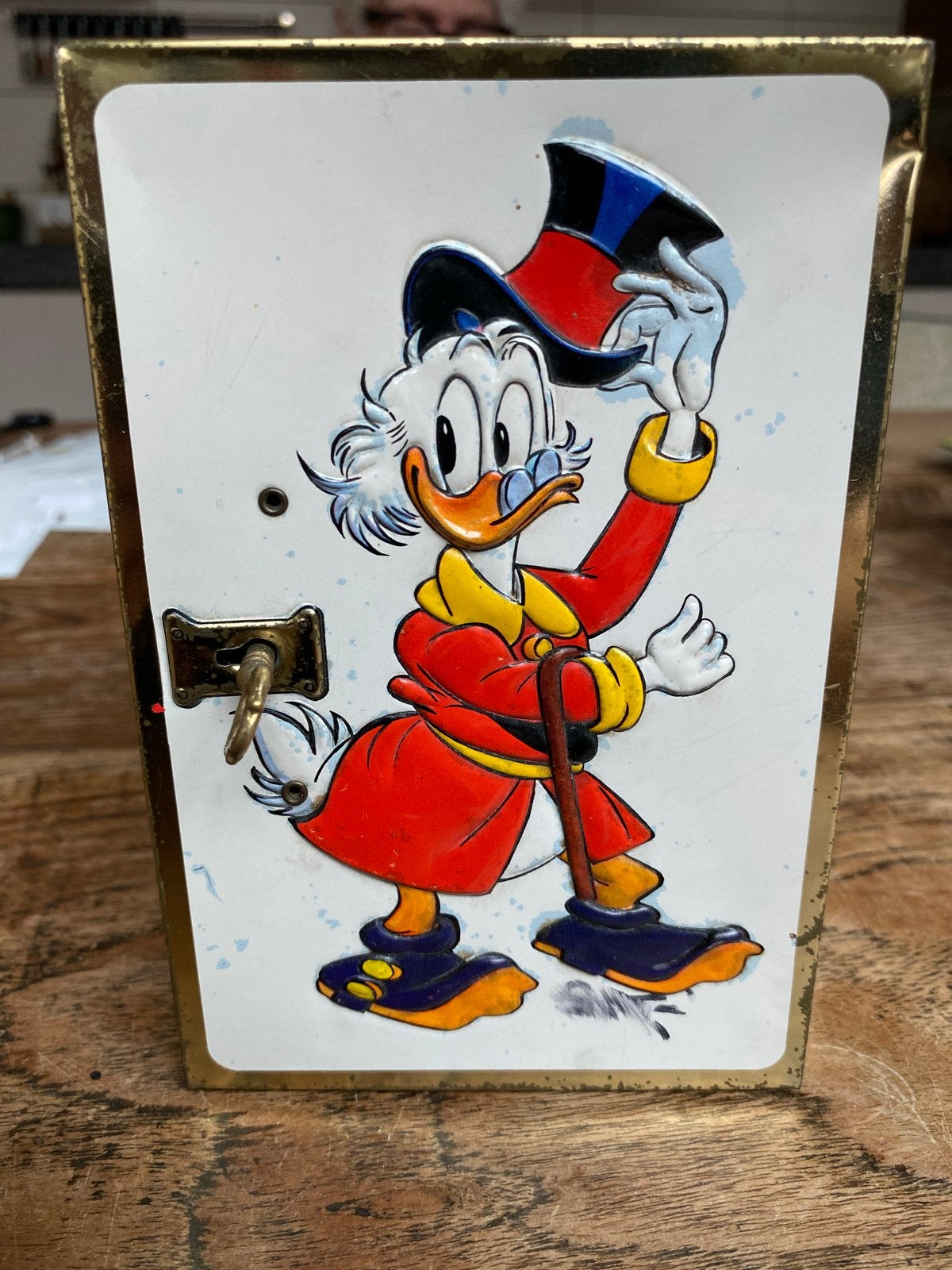 Vintage 3D Disney spaarpot MET  sleutel - Dagobert Duck, Ophalen of Verzenden, Donald Duck, Zo goed als nieuw, Overige typen