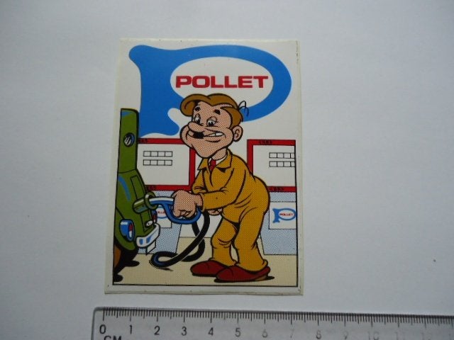 sticker oud POLLET strip tankstation belgie oil retro auto, Verzenden, Zo goed als nieuw, Bedrijf of Vereniging