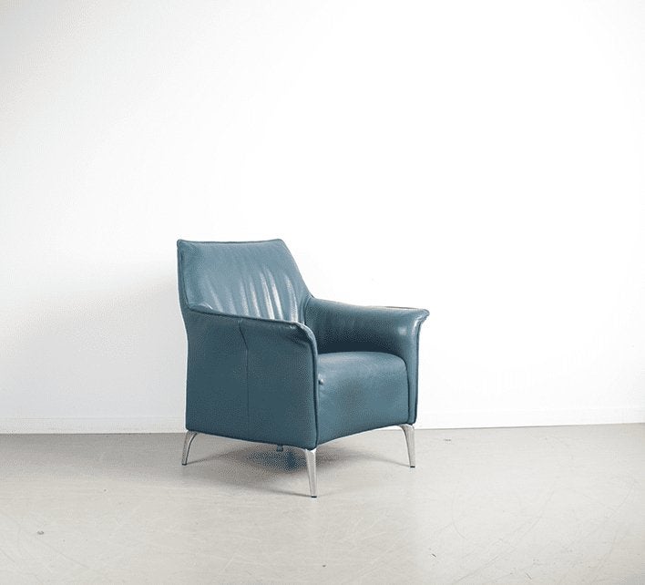 Leolux Mayuro Fauteuil Turquoise Leer - Chroom, Huis en Inrichting, Niet ingevuld, Zo goed als nieuw, Niet ingevuld, Niet ingevuld