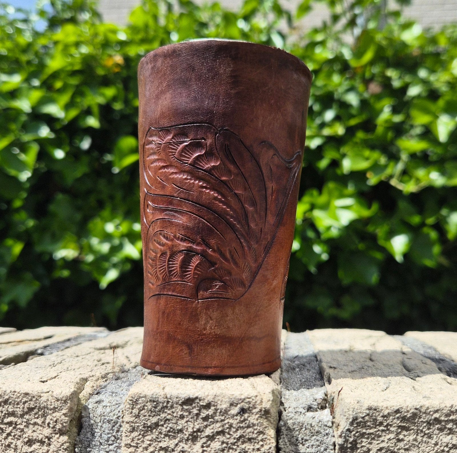 Leren drinkbeker/dice cup voor LARP, Castlefest, Elfia, Ophalen of Verzenden, Gebruikt, Toneelattributen of Onderdelen